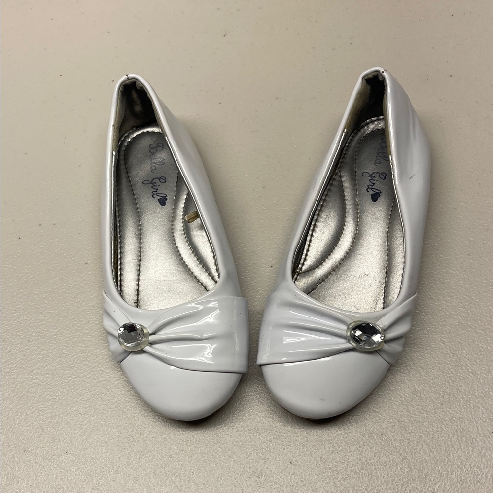 Chic White Kids' Flats with Gem Detail